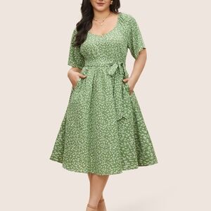 BloomChic Green Floral Midi Dress